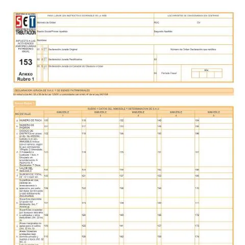 Vista previa del documento Formulario 153 Anexo Rubro 1: declaración de bienes patrimoniales — Impuestos (CERFA n°F153)