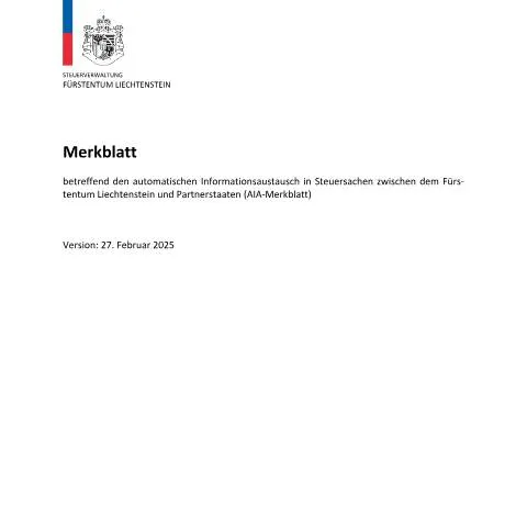 Dokumentvorschau: Wichtigkeit des AIA-Merkblatts im internationalen Steuertransparenz — Behörden & Verwaltung (CERFA n°int_mb_aia_merkblatt)