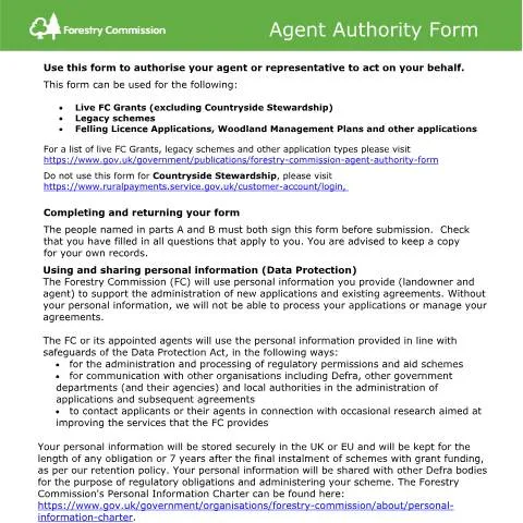 Document preview: Forestry Commission Agent Authority: Professional Representation Guide — Government & admin