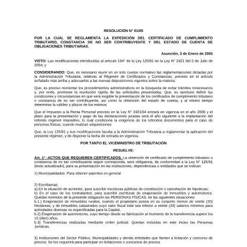 Vista previa del documento Cómo obtener el Certificado de Cumplimiento Tributario en Paraguay — Impuestos