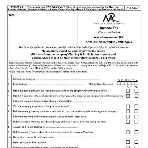 Document preview: A Complete Overview of I.T Form 3 Submission in Mauritius — Government & admin (ReturnIT032011)