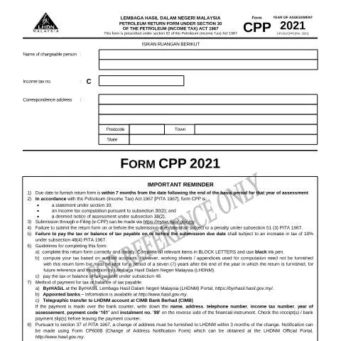 Document preview: Mengapa Borang CPP 2021 Penting untuk Syarikat Petroleum? — Cukai & percukaian