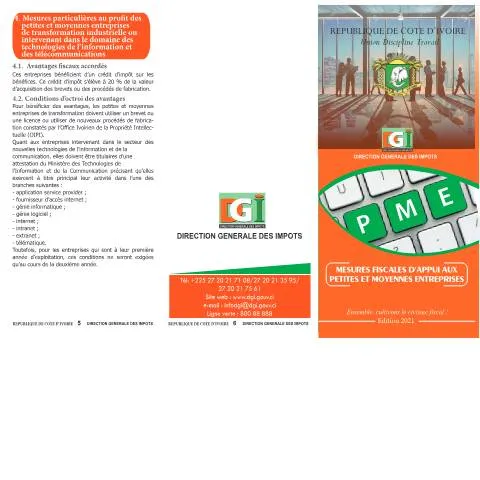 Aperçu du document Le Dépliant PME : Un Soutien Indispensable pour les PME en Côte — Démarches administratives
