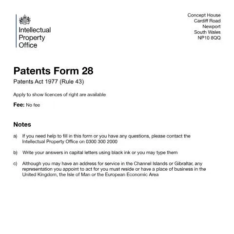 Document preview: How to Apply for Licences of Right on UK Patents — Legal & justice