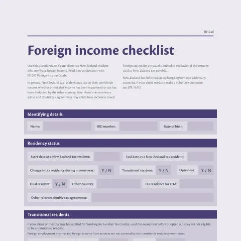 Document preview: Navigating the IR1248: Your Foreign Income Checklist Explained — Taxes (CERFA n°IR1248)