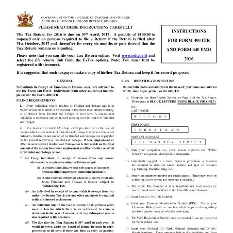 Document preview: Comprehensive Guide to 400-ITR, 440-EMO Instructions — Government & admin (CERFA n°I-400ITR 440EMO)
