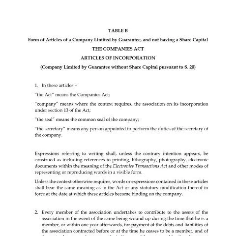 Document preview: Understanding Table B Amendments for Jamaican Companies — Government & admin (CERFA n°Table_B_with_2017_and_2021_Amendments)