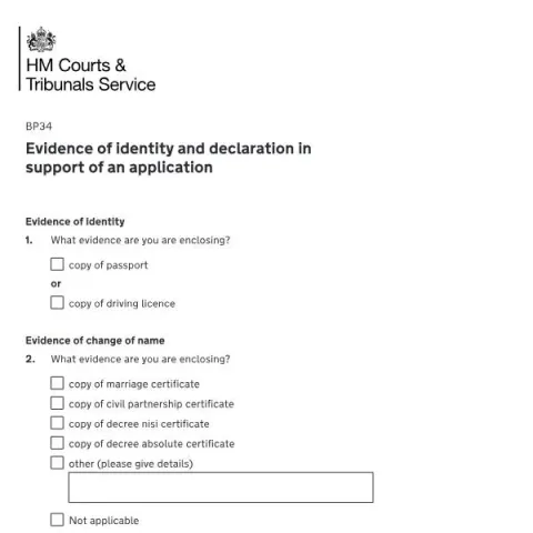 Document preview: Understanding the BP34 Form for Legal Applications — Legal & justice (BP34)