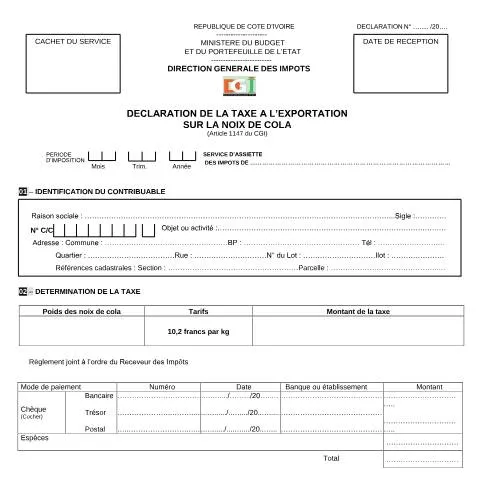Aperçu du document Comprendre la Taxe sur la Noix de Cola en Côte d'Ivoire — Impôts & fiscalité