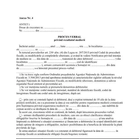 Document preview: Importanța Procesului-verbal OPANAF 1757/2019 în Medierea Fiscală — Formalități administrative (CERFA n°A4_OPANAF_1757_2019)