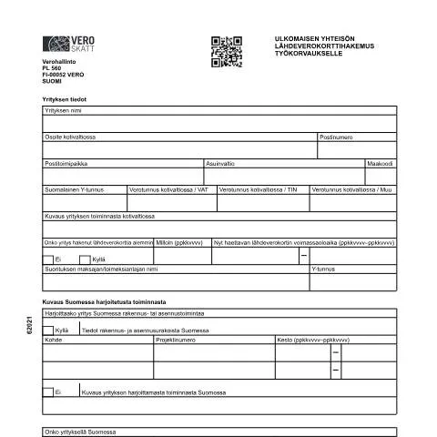 Document preview: Miksi ulkomaisen yrityksen lähdeverokorttihakemus on tärkeä? — Hallinnolliset asiat (CERFA n°Vero 6202)