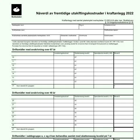 Document preview: Forståelse av RF-1161 for kraftanlegg — Skatt & avgifter (CERFA n°RF-1161)