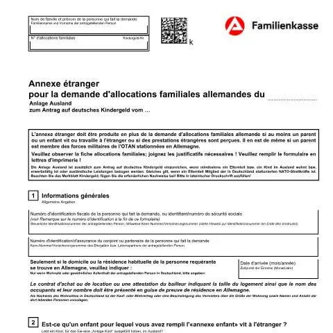 Dokumentvorschau: Wichtige Informationen zur Anlage Ausland im Kindergeldsystem — Familie (CERFA n°kg51-f-anlageausland_ba032440)