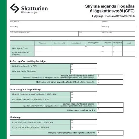 Document preview: Hvað er skýrsla eiganda í lögaðila á lágskattasvæði? — Skattar & fjármál (CERFA n°RSK 4.25)