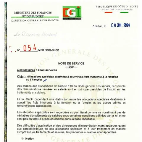 Aperçu du document Précisions sur les allocations salariales en Côte d'Ivoire — Démarches administratives