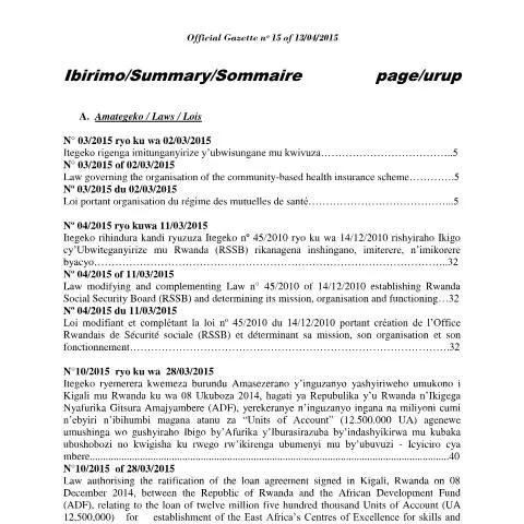 Document preview: Understanding Rwanda's Community-Based Health Insurance Law — Legal & justice (CERFA n°cbhi_law)