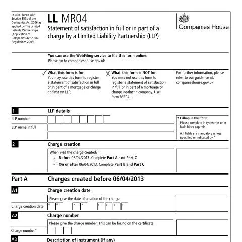 Document preview: How to Register Statement of Satisfaction for LLP Charges — Legal & justice