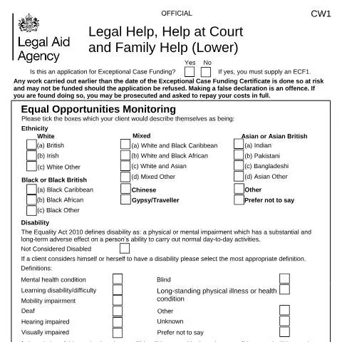 Document preview: Financial Assessment for Legal Aid: Understanding the CW1 Process — Legal & justice