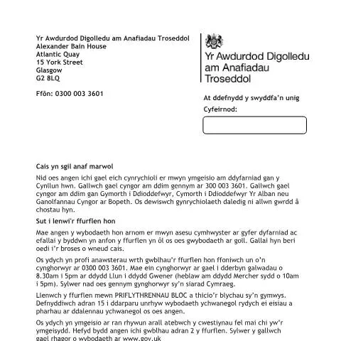 Document preview: Understanding the Cais yn sgil anaf marwol Form — Benefits & social aid