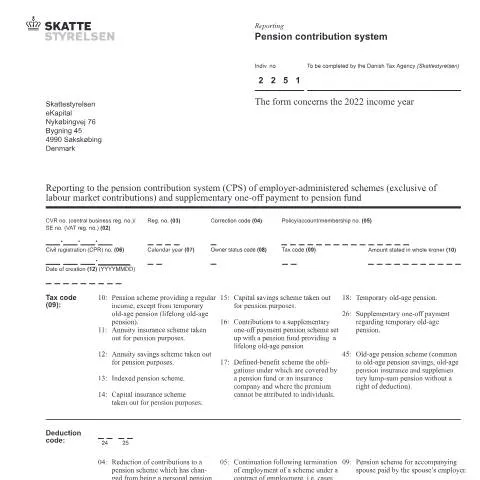 Document preview: Pensionsindberetning i Danmark: Formularet 03.017 — Skatter & skat (CERFA n°03.017)