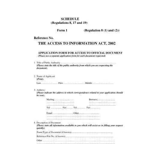 Document preview: Understanding Jamaica's Access to Information Act, 2002 — Government & admin (CERFA n°Application_Form_Official_Document 1)