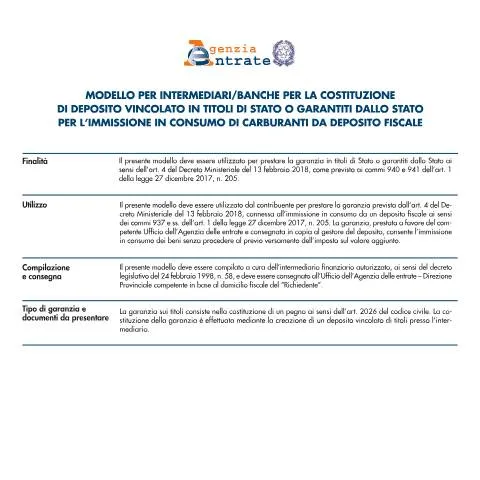 Anteprima documento Guida alla costituzione di depositi fiscali come garanzia per — Tasse e fisco