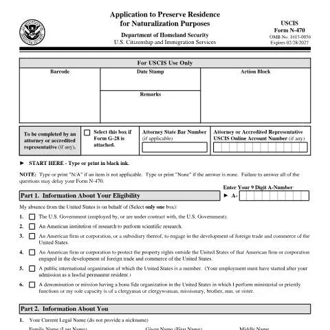 Document preview: Understanding USCIS Form N-470 for Naturalization — Immigration & visas (CERFA n°N-470)