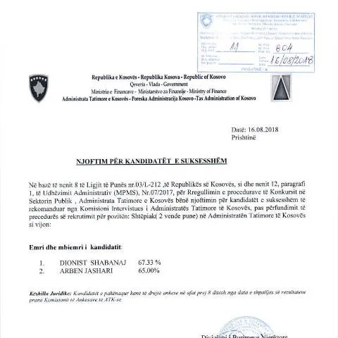 Document preview: Identifikimi i Njoftimit për Kandidatët e Suksesshëm — Punë & punësim
