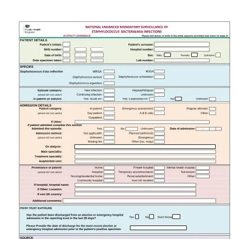 Document preview: Understanding the Staphylococcus aureus Bacteraemia Form — Health