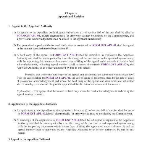 Document preview: Navigating the GST Appeal Process in India — Government & admin (CERFA n°appeal-rules)