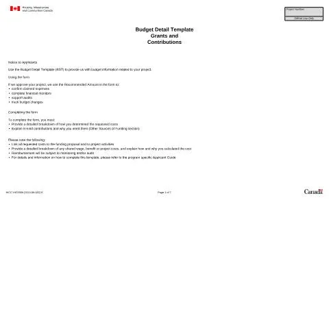 Document preview: Understanding the Budget Detail Template for HICC Funding — Government & admin (CERFA n°HIC5569)