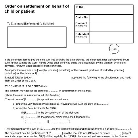 Document preview: Court Settlement Approval Process for Vulnerable Parties in UK — Legal & justice