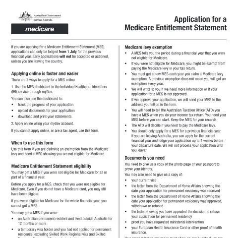 Document preview: Navigating the Medicare Entitlement Statement Application — Health (CERFA n°MS015)