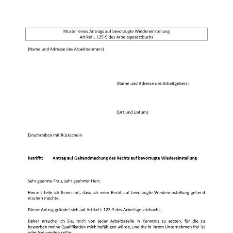 Aperçu du document Formulaire 020 : Réintégration Prioritaire au Luxembourg — Emploi & travail (CERFA n°020)