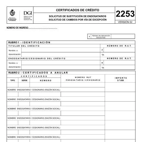 Vista previa del documento Relevancia del Formulario 2/253 en el sistema tributario de Uruguay — Trámites administrativos (CERFA n°2/253)