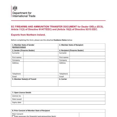 Document preview: Understanding the EC5 Form for Firearms Transfers — Government & admin