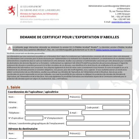 Aperçu du document Certificat d'exportation d'abeilles : essentiel pour les apiculteurs — Douane & import-export (CERFA n°certificat)