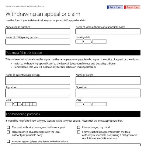 Document preview: Understanding Form SEND8: Withdrawing Your SEND Tribunal Case — Legal & justice