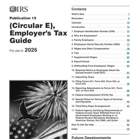 Document preview: Understanding IRS Publication 15 for Employers — Taxes (CERFA n°PUB-15)