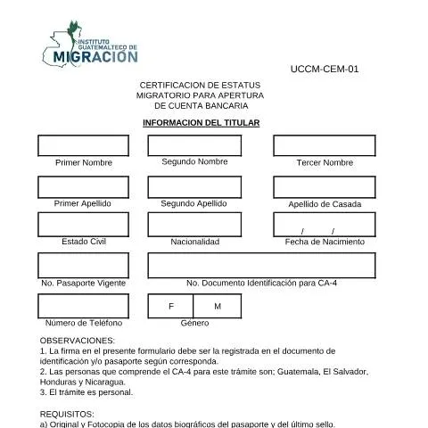 Vista previa del documento Guía para la Certificación de Estatus Migratorio en Guatemala — Banca y finanzas