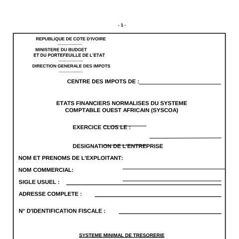 Aperçu du document Guide complet sur l'imprimé 20 SMT pour les entreprises ivoiriennes — Impôts & fiscalité