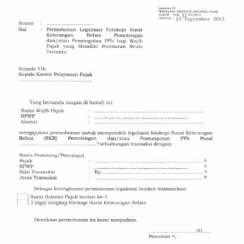 Document preview: Pentingnya Permohonan Legalisasi Fotokopi SK Bebas PPh — Pajak & perpajakan (CERFA n°ID-DJP-Permohonan-Legalisasi-Fotokopi-SK-Bebas-Potong-atau-Pungut-P)
