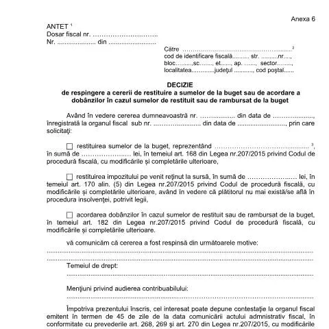 Document preview: Înțelegerea Deciziei OPANAF 63/2017 privind Restituirea Sums — Impozite & fiscalitate (CERFA n°A6_OPANAF_63_2017)