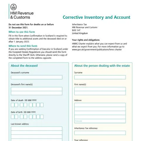 Document preview: How to File Corrective Estate Inventory After Scottish Confirmation — Taxes