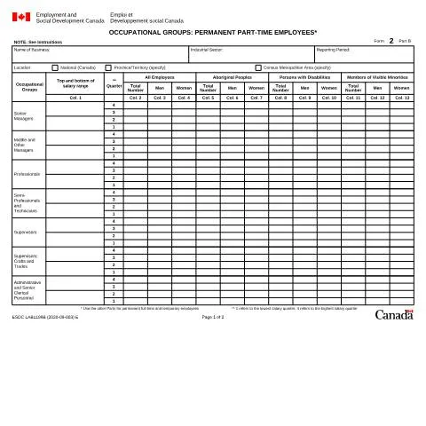 Document preview: Understanding Form 2B for Part-Time Employees in Canada — Work & employment (CERFA n°LAB1199B)