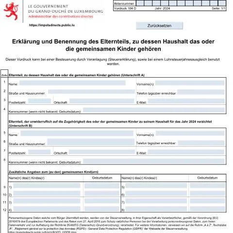 Aperçu du document Comprendre le formulaire 104 D pour les familles luxembourgeoises — État civil & identité (CERFA n°104 D)