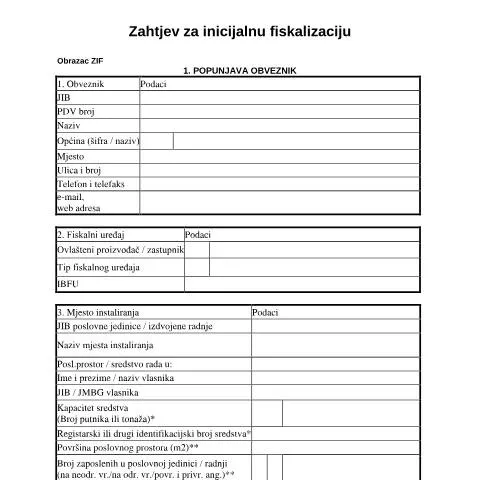 Document preview: Važnost Zahtjeva za inicijalnu fiskalizaciju (ZIF) u poslovanju — Pravno i pravda (CERFA n°ZIF)
