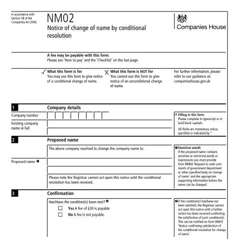 Document preview: Navigating Conditional Name Changes with NM02 — Business