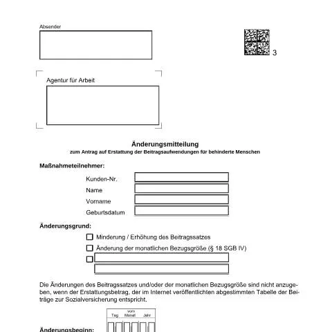 Dokumentvorschau: Wichtige Informationen zur Änderungsmitteilung für Erstattungsanträge — Behörden & Verwaltung (CERFA n°dok_ba024145)