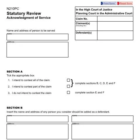 Document preview: The Role of Form N210PC in Statutory Reviews — Legal & justice